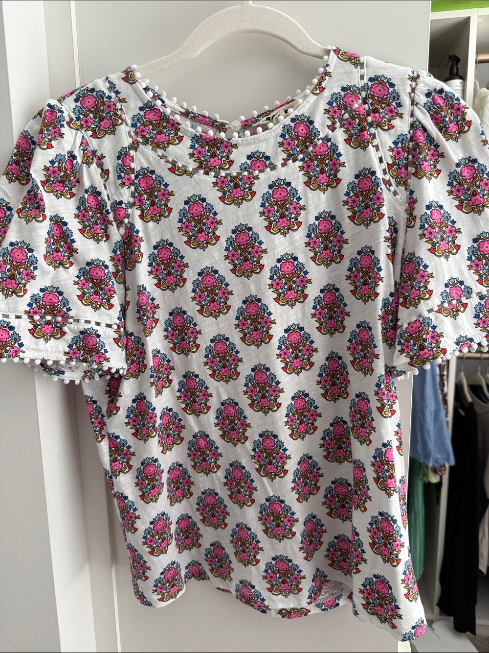 Boden Women’s White Floral Puff-Sleeve Top - Pink Floral Print